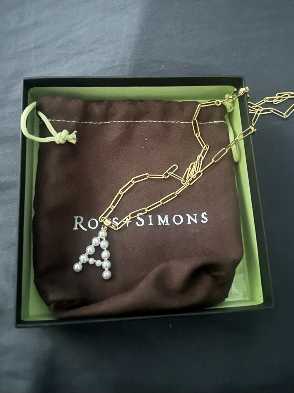Ross-Simons Pearl Initial 'A' Pendant on Gold Chain